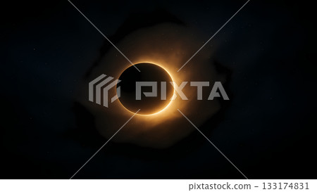 戲劇性的深色背景，帶有日食光暈 133174831