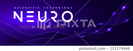 Neuro Science Research Abstract Digital Medical Transformation AI Neuronal Connection Waving Signal Lines Blue Neon Glowing Pathway. Innovate Neural Scientific Complex Researching. Vector Illustration Neuro Science Research Abstract Digital Medical Transformation AI Neuronal Connection Waving Signal Lines Blue Neon Glowing Pathway. Innovate Neural Scientific Complex Researching. Vector Illustration 133174946