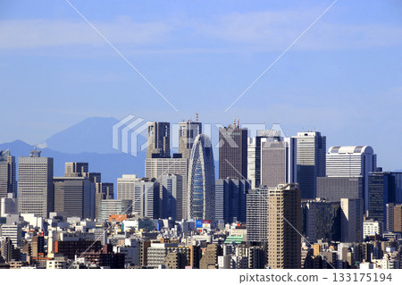 新宿副中心和富士山的夏季晴空摩天大樓 133175194