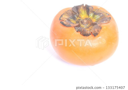 fresh orange persimmon or Kaki in Janpanese arranging on white background 133175407