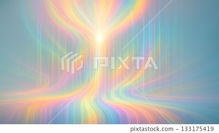 絢麗的棱鏡瀑布背景，彩虹色的光線垂直傾瀉而下。 133175419