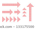 Set of red arrows made of geometric dots 133175500