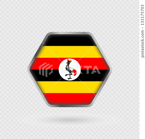 Uganda flag in a hexagon frame. Uganda flag in a hexagon frame. 133175703