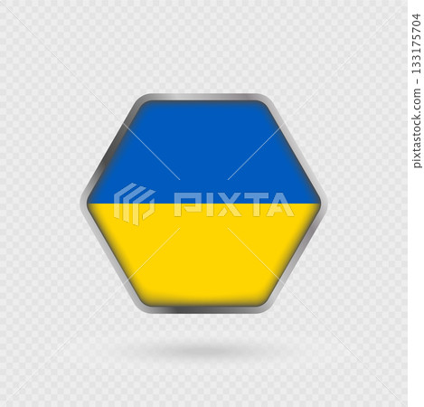 Ukraine flag in a hexagon frame. Ukraine flag in a hexagon frame. 133175704