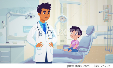 Patient receiving explanation from dentist 133175796