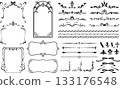 Elegant decorative frame, border and line set in black 133176548