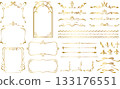 Gold color elegant decorative frame, border and line set 133176551