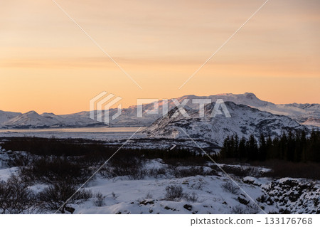 Winter landscape from Thingvellir National Park 133176768