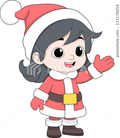 Little Girl in Red and White Christmas Winter Outfit Holiday Cartoon Vector Illustration Little Girl in Red and White Christmas Winter Outfit Holiday Cartoon Vector Illustration 133176858