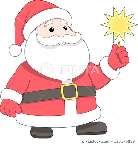 Santa Claus Lighting Fireworks to Celebrate Christmas Holiday Cartoon Vector Illustration Santa Claus Lighting Fireworks to Celebrate Christmas Holiday Cartoon Vector Illustration 133176859