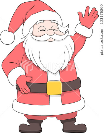 Santa Claus Waving to Celebrate Christmas Holiday Cartoon Vector Illustration Santa Claus Waving to Celebrate Christmas Holiday Cartoon Vector Illustration 133176860