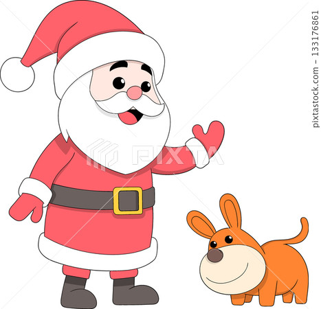 Santa Claus with Reindeer Celebrating Christmas Holiday Cartoon Vector Illustration Santa Claus with Reindeer Celebrating Christmas Holiday Cartoon Vector Illustration 133176861