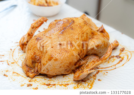 baked chicken on a plate 133177028
