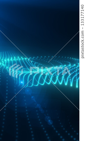 Abstract glowing blue wave of dots and lines representing data flow and futuristic technology 133177140