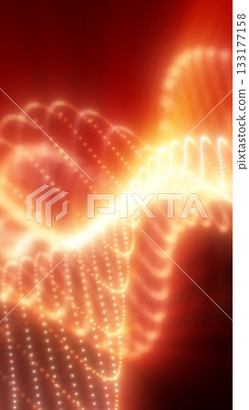 Abstract glowing orange spiral made of bright particles twisting in dynamic light motion 133177158