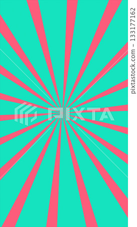 Bold abstract radial burst with turquoise and pink rays emanating from the center for pop-art style design 133177162