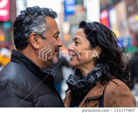 Couple seniors looking at each other with affection 133177907