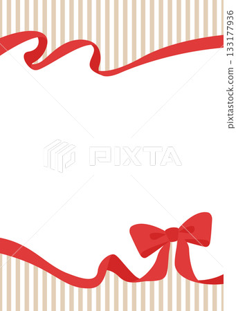 Ribbon decorative frame, striped background, portrait orientation 133177936