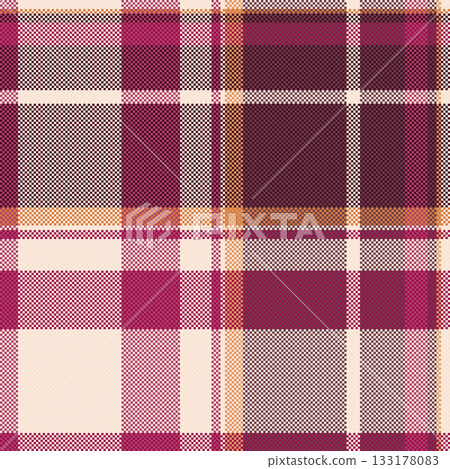 Detailed pixelated plaid pattern. Seamless textile design with maroon, gold, and beige hues. Perfect for backgrounds, textures, or fashion inspiration. Detailed pixelated plaid pattern. Seamless textile design with maroon, gold, and beige hues. Perfect for backgrounds, textures, or fashion inspiration. 133178083