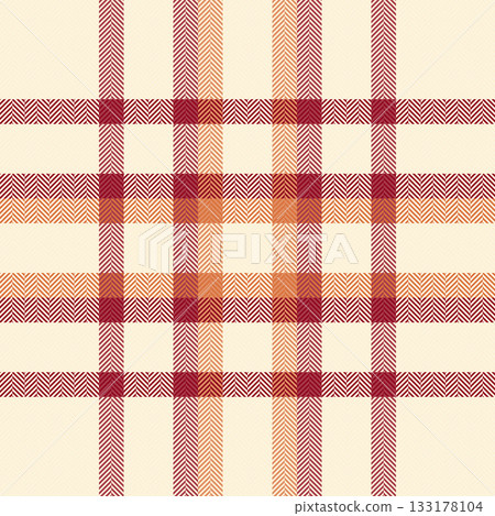 Bed pattern plaid seamless, fluffy check textile vector. Repeatable patterns fabric texture background tartan in cornsilk and papaya whip colors. 133178104