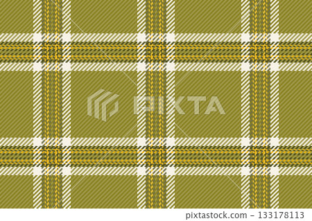 Wrapping fabric background texture, deco vector seamless plaid. New year tartan textile pattern check in yellow and old lace colors. 133178113