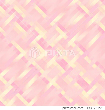 Geometric check tartan background, colorful plaid texture textile. Thanksgiving pattern seamless fabric vector in light and blanched almond colors. 133178155