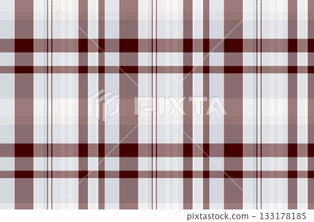 Classic plaid pattern featuring brown and grey stripes on a white background. Ideal for textiles, backgrounds, or adding a touch of traditional style to designs. 133178185