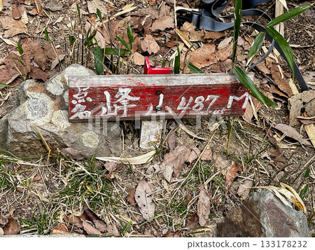 高安山頂的三角點稱為峰山，海拔487公尺。 133178232