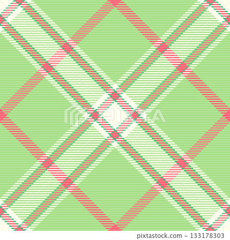 Package textile fabric pattern, teenager vector texture background. Striped seamless plaid tartan check in green and red colors. 133178303