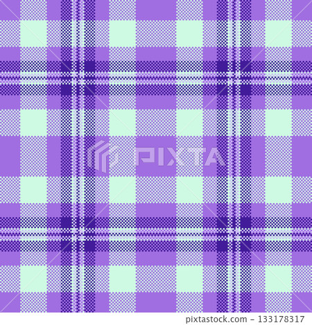 Purple plaid pattern. Classic pixelated tartan design ideal for backgrounds, textiles, or graphic elements. Timeless style with modern appeal. Purple plaid pattern. Classic pixelated tartan design ideal for backgrounds, textiles, or graphic elements. Timeless style with modern appeal. 133178317