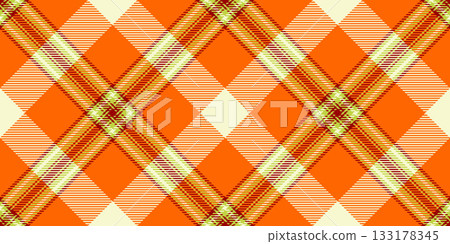 Crossed plaid seamless pattern, silk textile tartan texture. Dye fabric background vector check in bright and light goldenrod yellow colors. 133178345