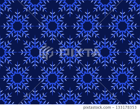 Dark blue background of snowflakes. Winter seamless pattern of stars. Magical winter ornament 133178353