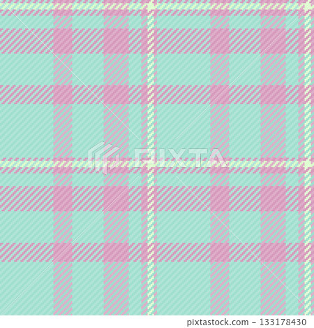 Pastel plaid pattern. Seamless checkered textile texture. Retro fabric design ideal for backgrounds, apparel, crafts, or creating a cozy, nostalgic feel. 133178430
