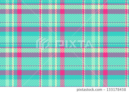 Vibrant plaid pattern featuring turquoise, pink, and cream hues. A versatile, eyecatching textile design ideal for backgrounds, apparel, crafts, digital projects. Vibrant plaid pattern featuring turquoise, pink, and cream hues. A versatile, eyecatching textile design ideal for backgrounds, apparel, crafts, digital projects. 133178438