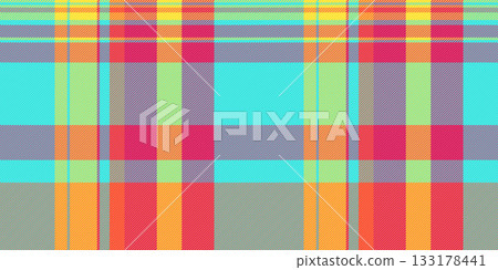 1940s tartan check vector, pano pattern fabric textile. Wool texture plaid background seamless in teal and pink colors. 133178441