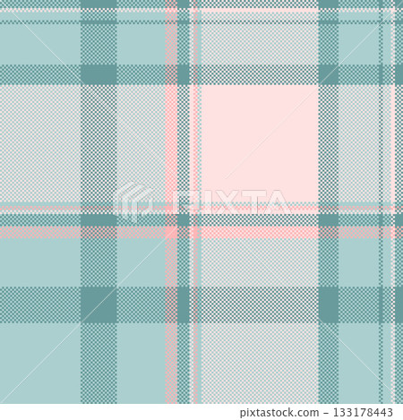 Pixelated plaid pattern featuring soft pastel colors. Retro vibe, perfect for backgrounds, textures, or design elements with a nostalgic, handcrafted feel. 133178443