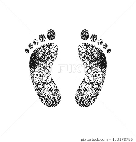 Textured barefoot footprints top view. Vector illustration Textured barefoot footprints top view. Vector illustration 133178796