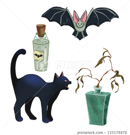 A digital image featuring Halloween, Magic, and Day of the Dead. for your design A digital image featuring Halloween, Magic, and Day of the Dead. for your design 133178878