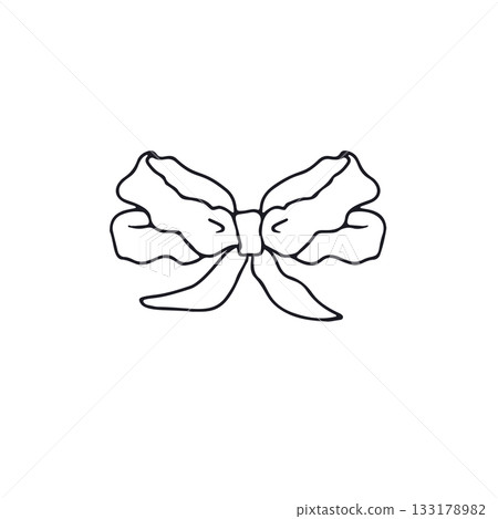 Hand drawn black line art fancy bow knot isolated on white background Hand drawn black line art fancy bow knot isolated on white background 133178982