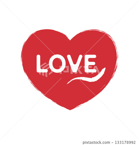 Painted heart with word Love. Love emblem. Vector illustration 133178992