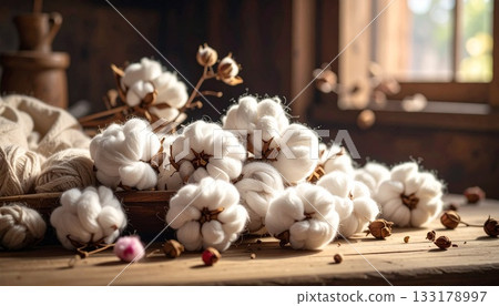 蓬鬆的棉3在自然光的照射下 133178997