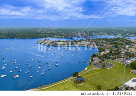 Aerial view of Drummoyne Bay and Gladesville Bridge Aerial view of Drummoyne Bay and Gladesville Bridge 133179122