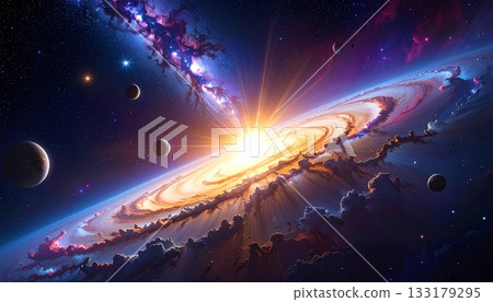 Galaxy with floating nebulae 133179295