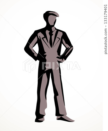 Vector drawing. Standing businessman sign 133179401