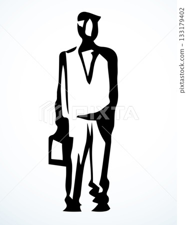 Vector drawing. Standing businessman sign Vector drawing. Standing businessman sign 133179402