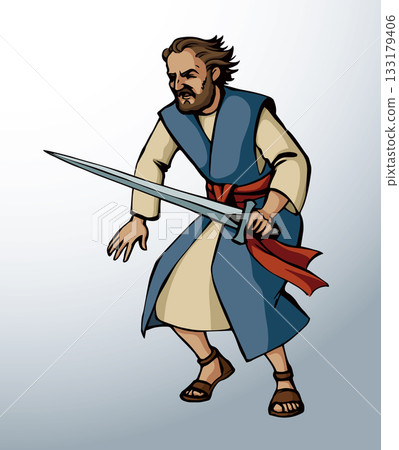 Vector drawing. Man with sword 133179406