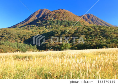 【大分縣】從長崎公園眺望手原濕地和九重山脈的秋葉 【大分縣】從長崎公園眺望手原濕地和九重山脈的秋葉 133179445