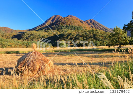 【大分縣】從長崎公園眺望手原濕地和九重山脈的秋葉 133179462