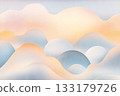 Soft pastel abstract background with gradient layered waves and circles. 133179726