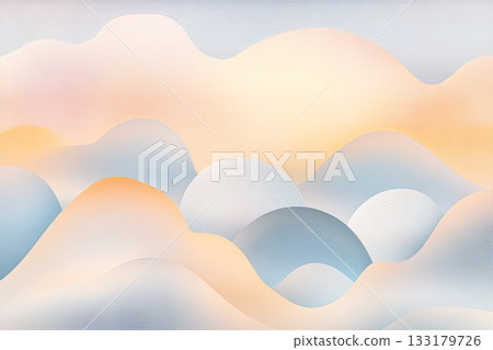 Soft pastel abstract background with gradient layered waves and circles. Soft pastel abstract background with gradient layered waves and circles. 133179726